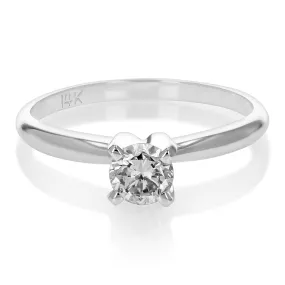 0.55 cttw SI1 Diamond Solitaire Engagement Ring 14K White Gold Round