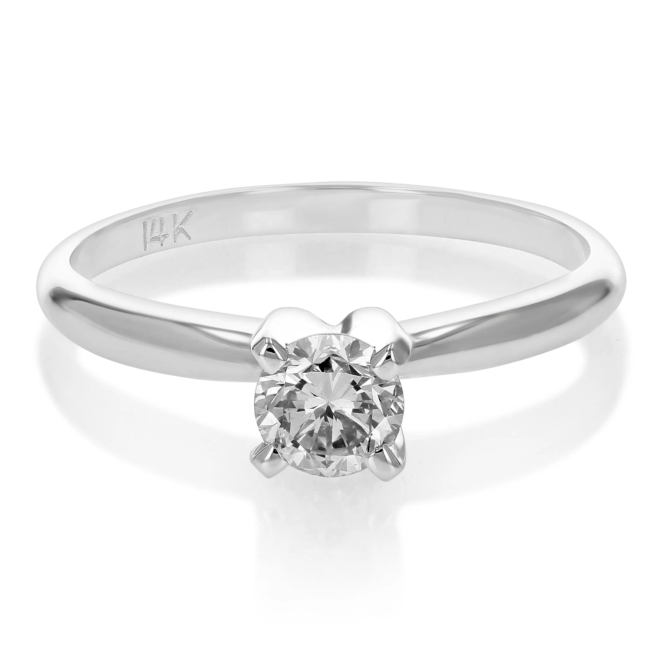 0.55 cttw SI1 Diamond Solitaire Engagement Ring 14K White Gold Round