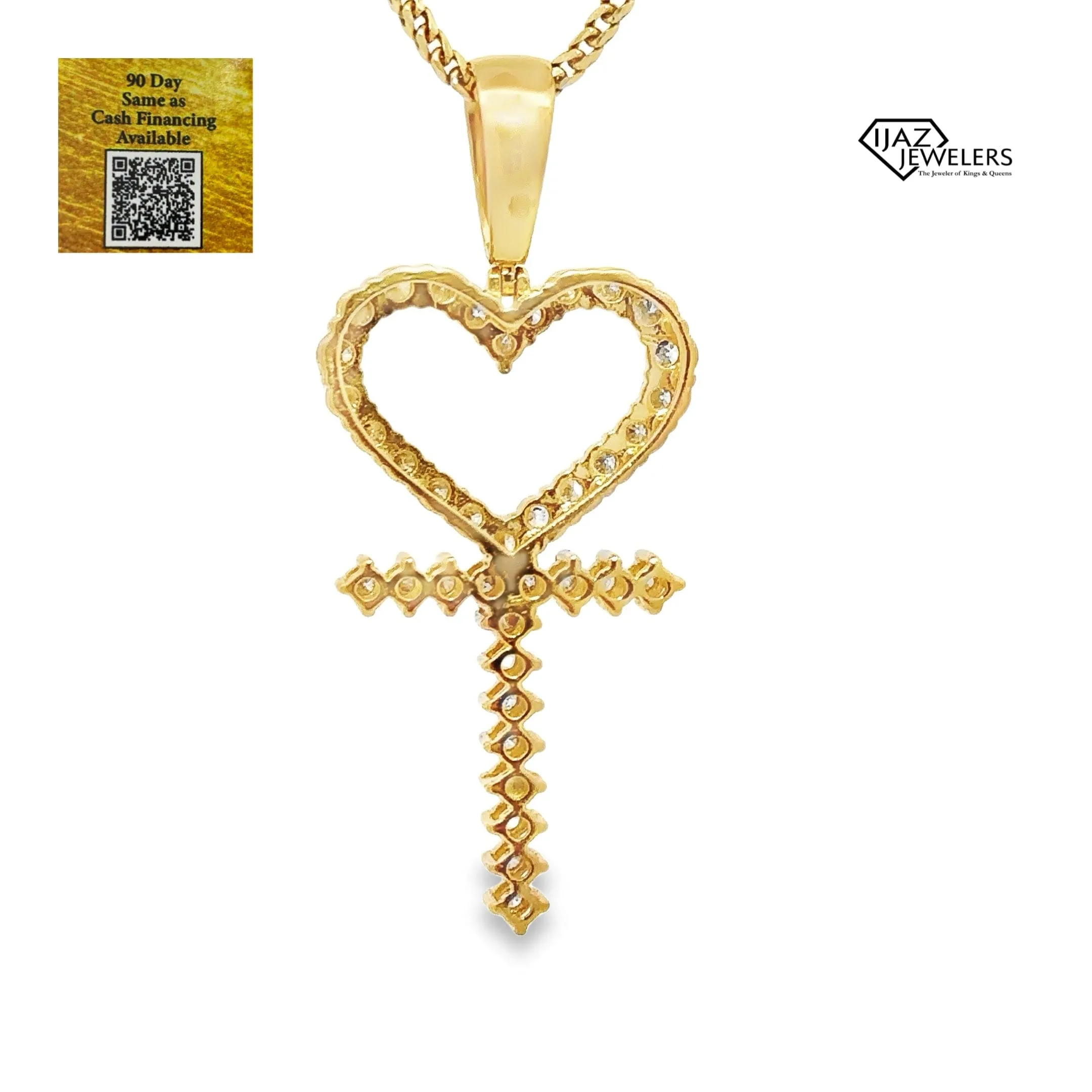 10K Gold 1.34 CTW Diamond Heart Cross Charm