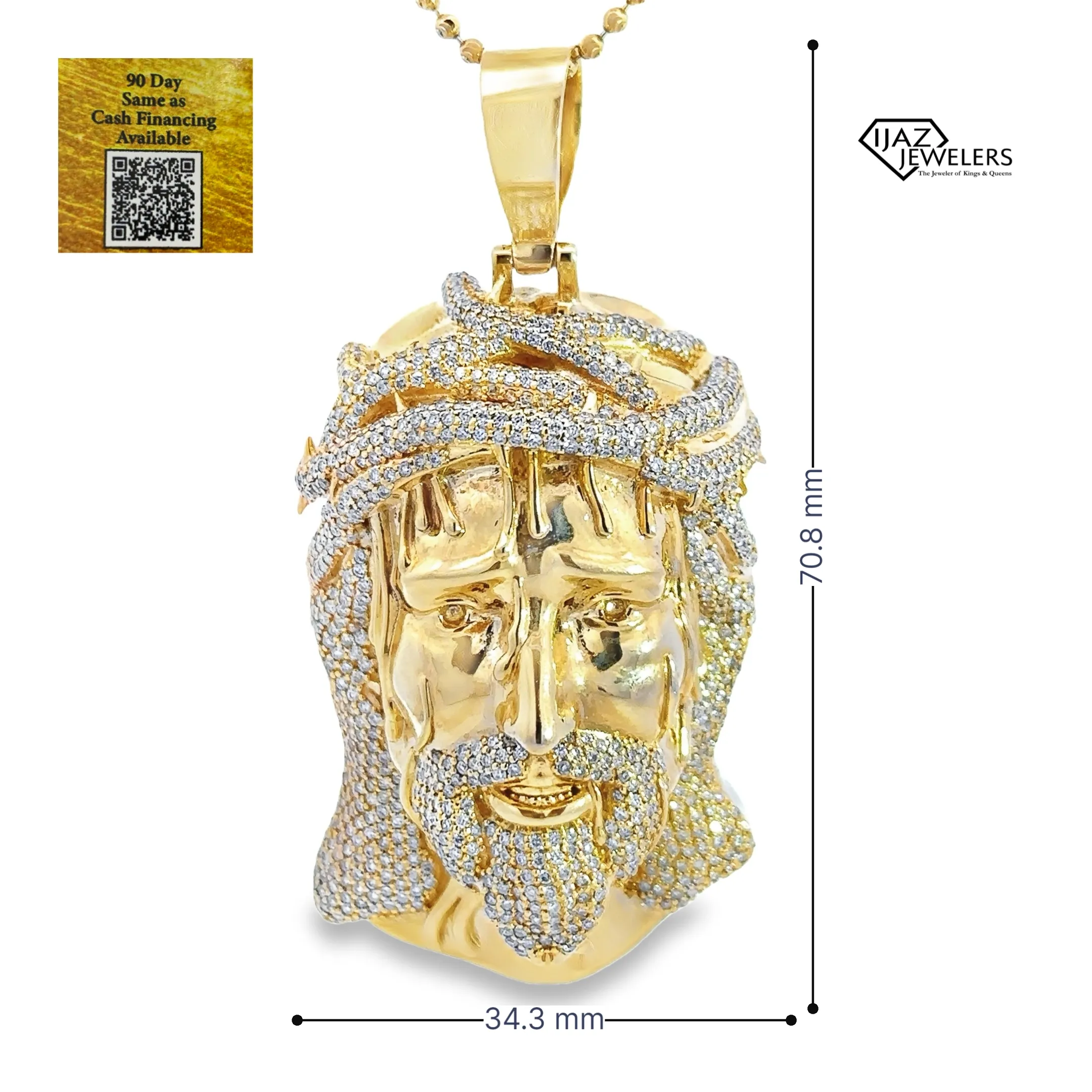 10K Gold 5.36 CTW Diamond Jesus Charm