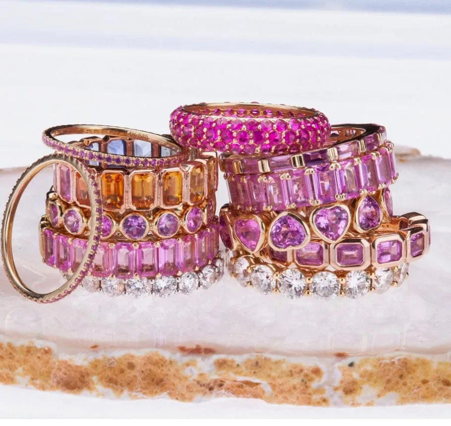 14K & 18K Gold Pink Sapphire Eternity Band