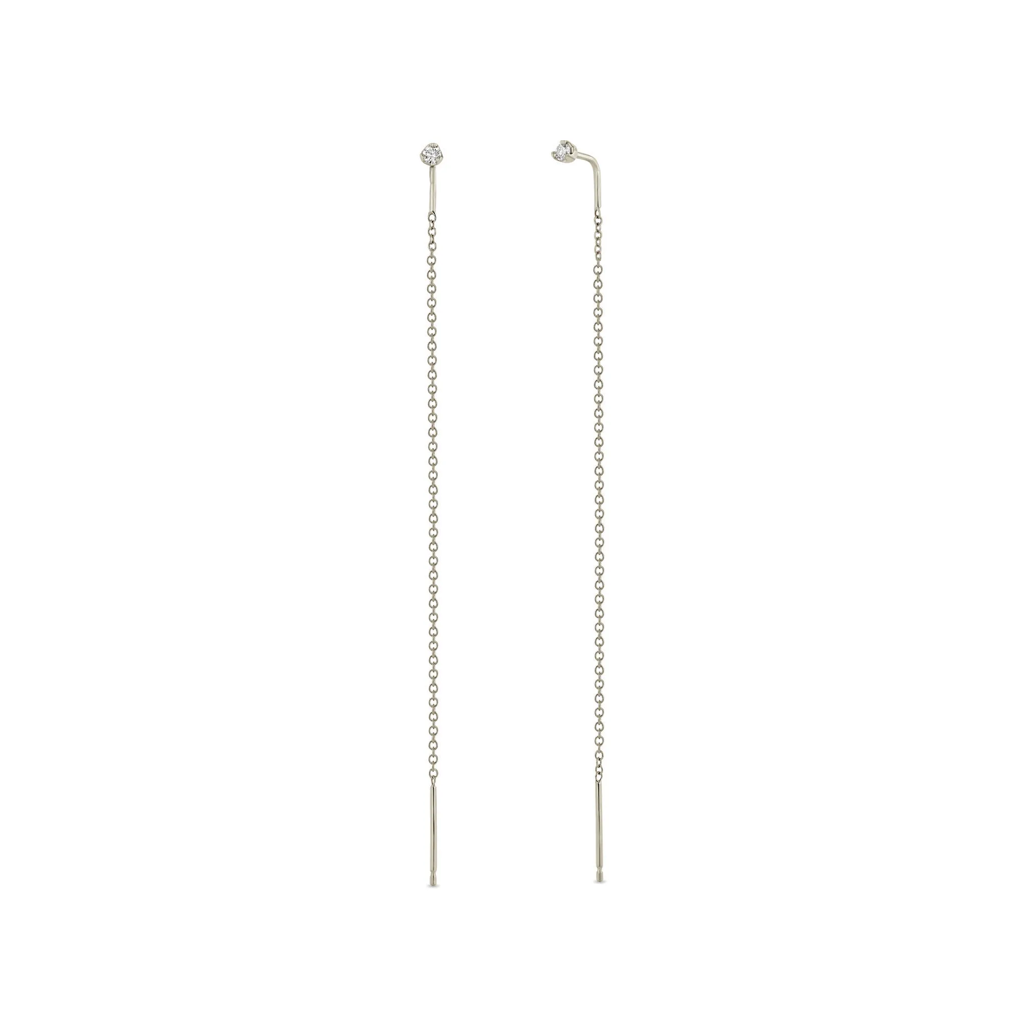 14k Prong Diamond Threader Earrings