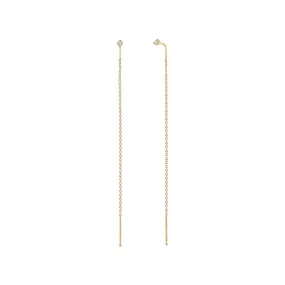 14k Prong Diamond Threader Earrings