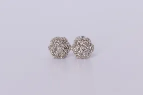 14K White Gold Flower Cluster Earrings .740Ctw