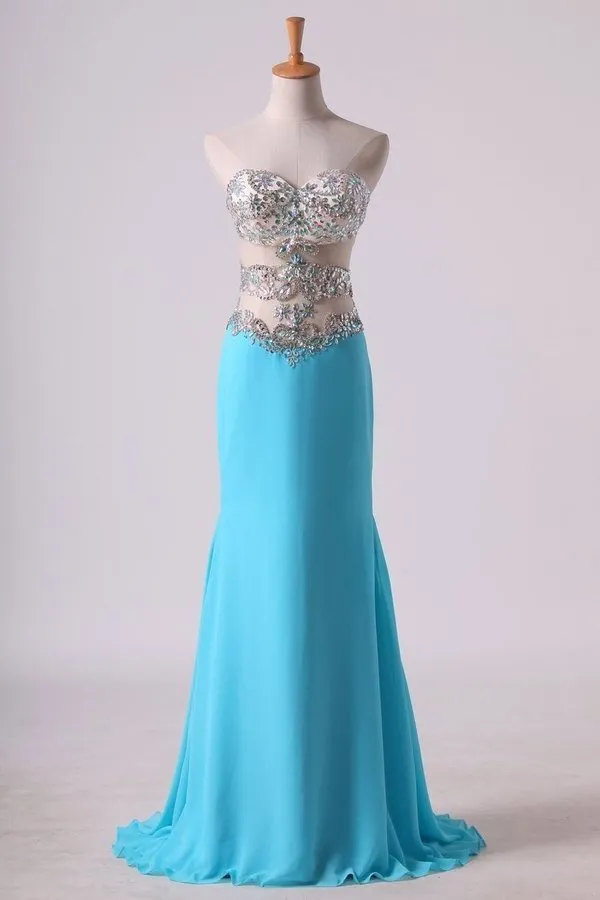 2024 Sweetheart Prom Dresses A Line Chiffon PGBSK6FB