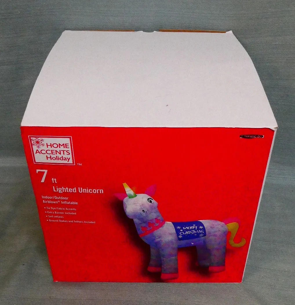 7 ft. Lighted Christmas Unicorn Gemmy Inflatable - Like New!