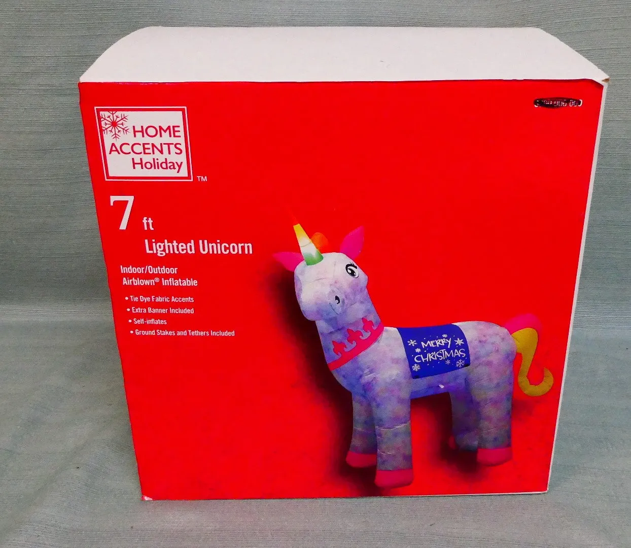 7 ft. Lighted Christmas Unicorn Gemmy Inflatable - Like New!