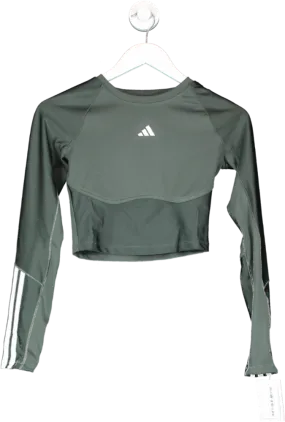 adidas Green Hyperglam Shine Training Crop Long-sleeve Top UK S