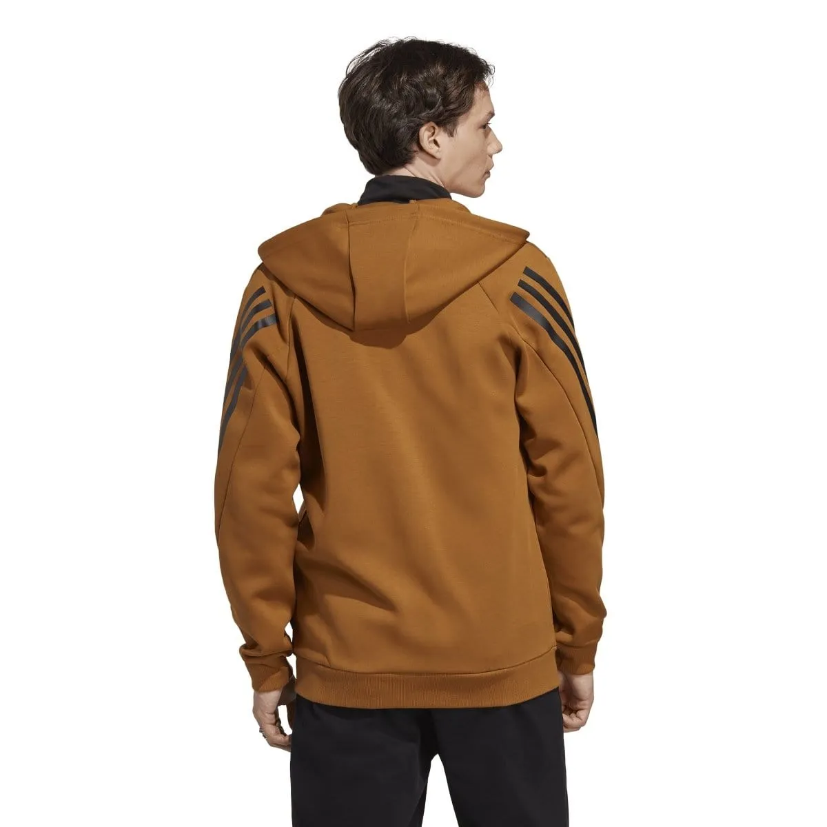 ADIDAS MEN'S FUTURE ICONS 3-STRIPES FULL-ZIP BRONZE HOODIE