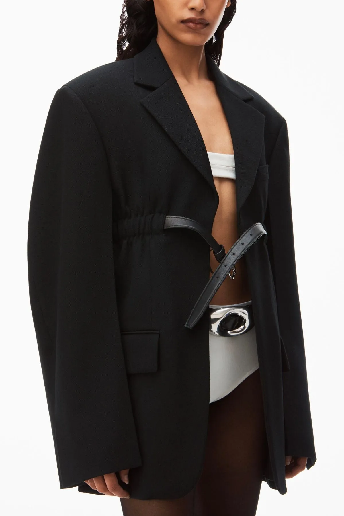 Alexander Wang Leather Belted Blazer - Black