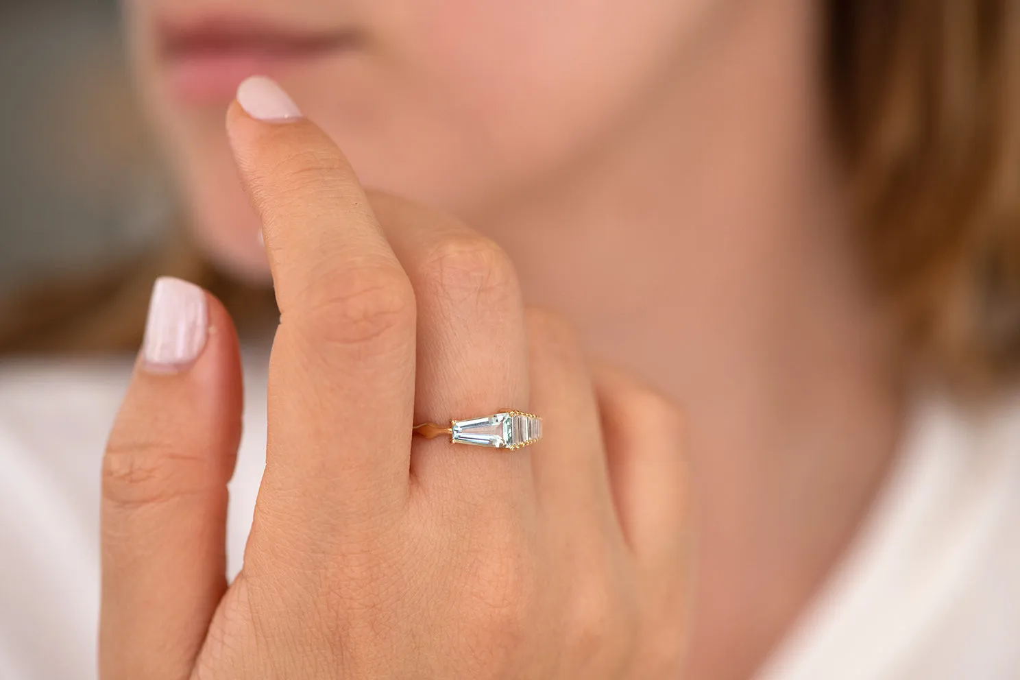 Aquamarine Engagement Ring with Gradient Diamonds