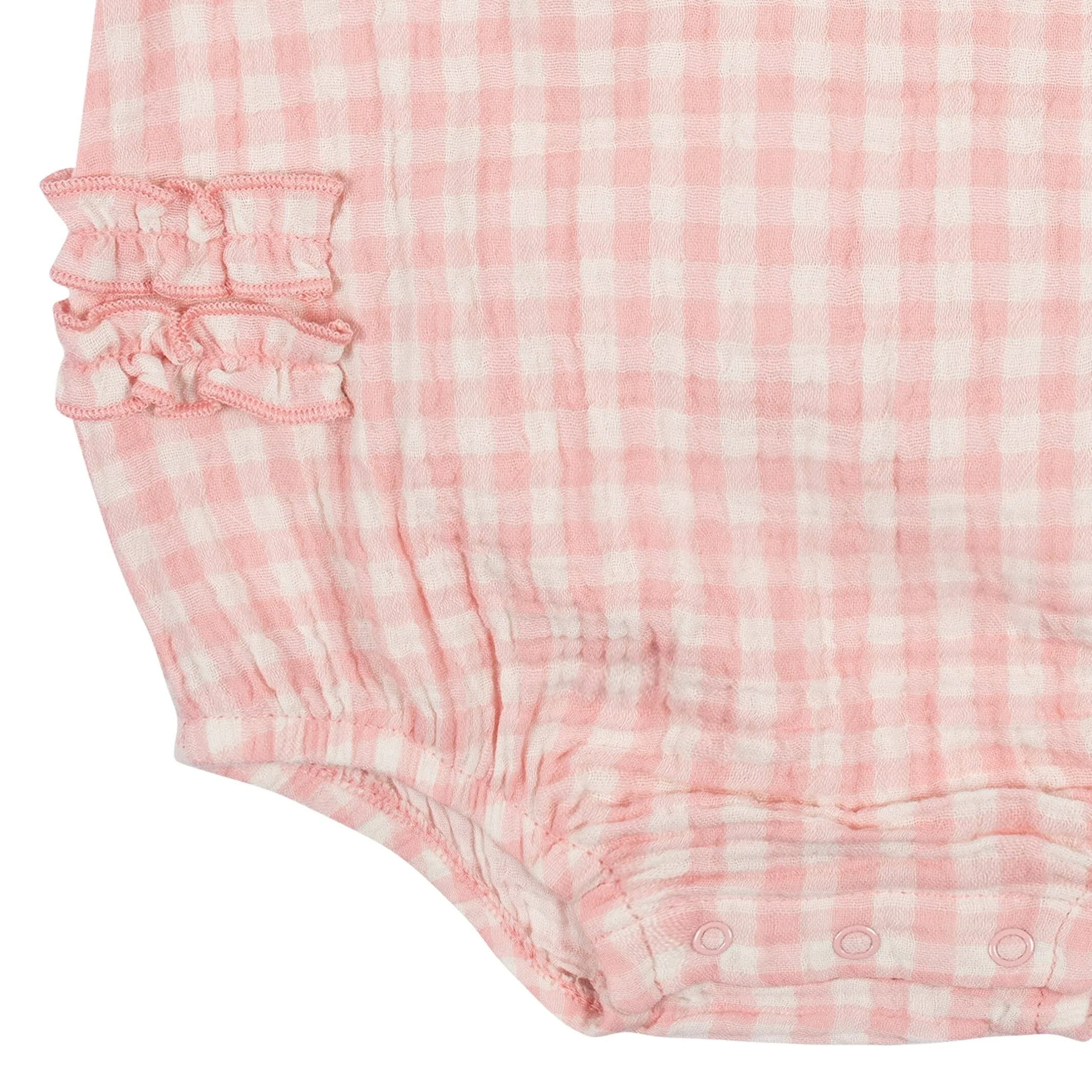 Baby Girls Pink Gingham Gauze Bubble Romper