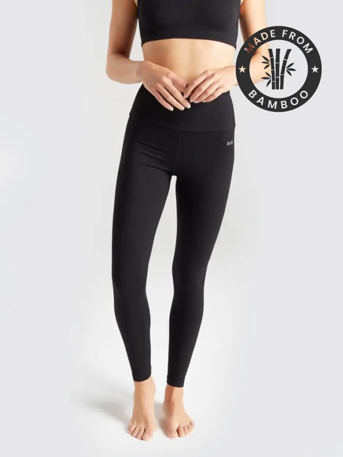 BAM Enduro Bamboo Deep Waistband Women's Yoga Leggings - Black