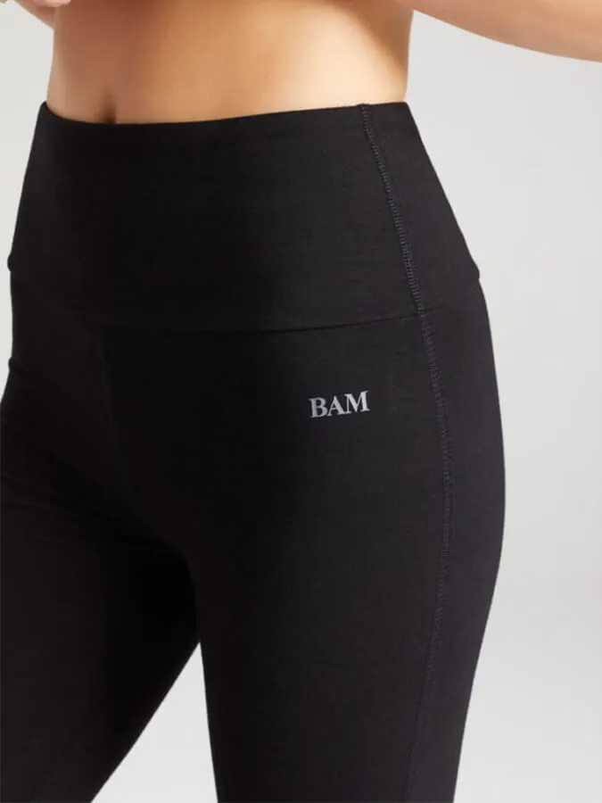 BAM Enduro Bamboo Deep Waistband Women's Yoga Leggings - Black