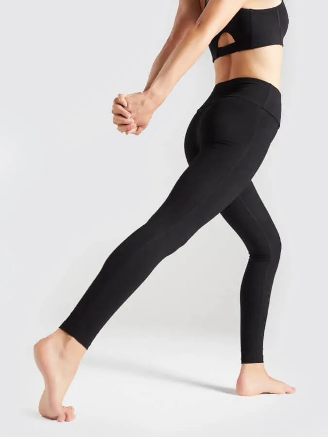 BAM Enduro Bamboo Deep Waistband Women's Yoga Leggings - Black