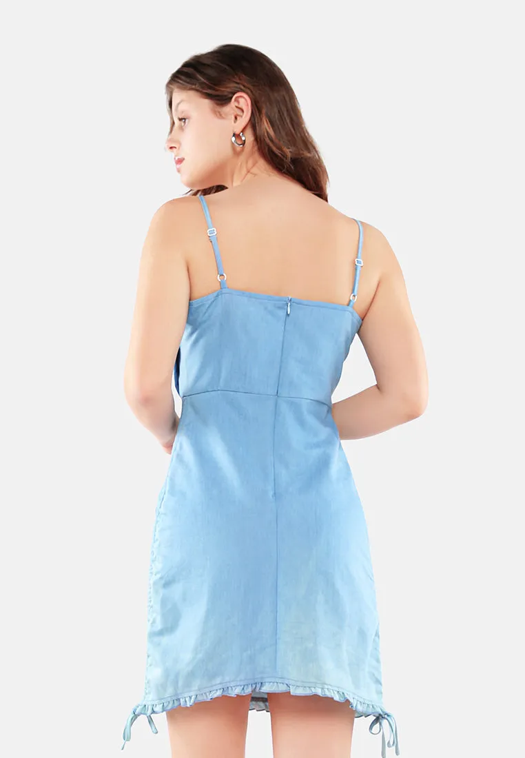 Blue Chambray Short Tulip Dress