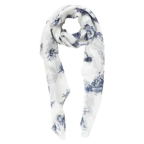 Blue Pacific English Colonial Neckerchief Scarf in Navy Blue and White