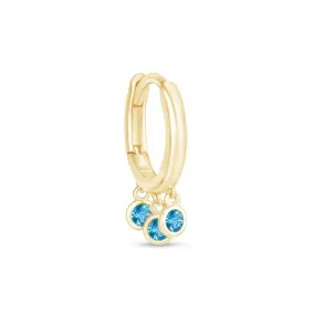 Blue Topaz Charm Hoops