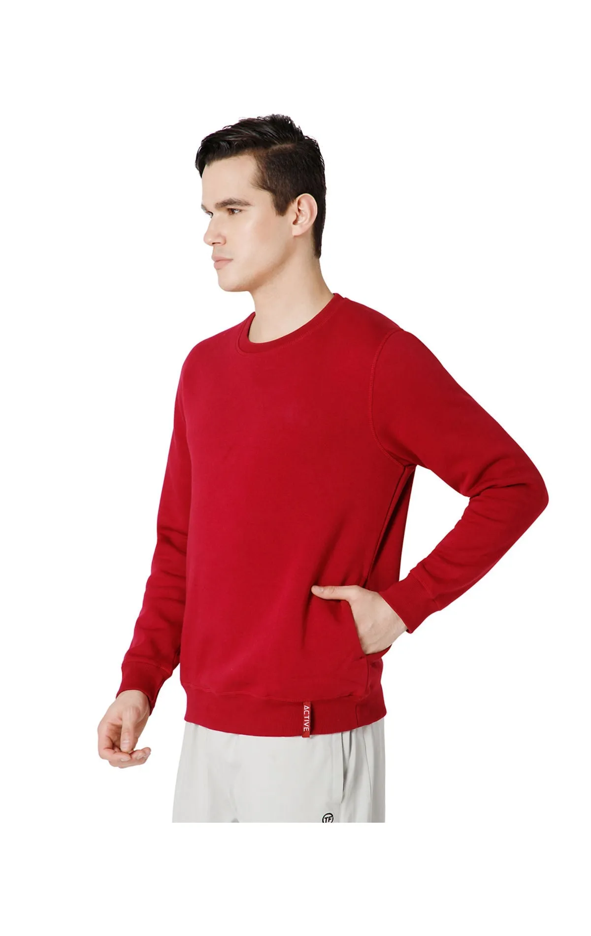 Bodyactive Men Fleece Crew Neck Maroon Sweatshirt TSM111-MEH