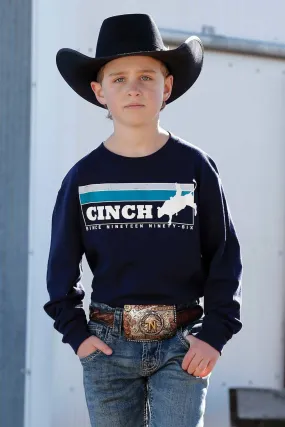 Boy's Cinch BULL RIDER Long Sleeve T-Shirt -NAVY