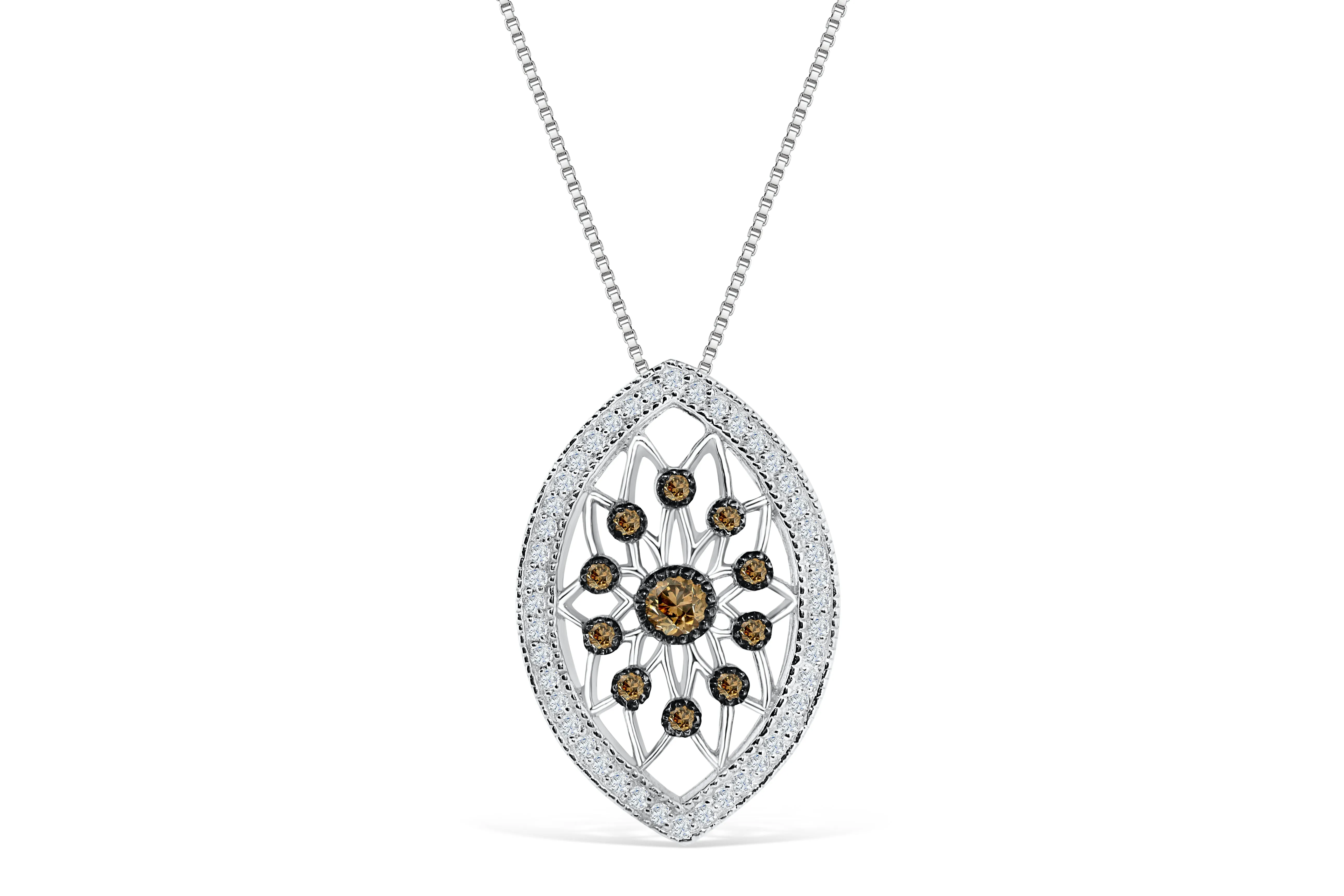 Chocolate Diamond Pendant 0.63 CT TW 14K White Gold DPEN052