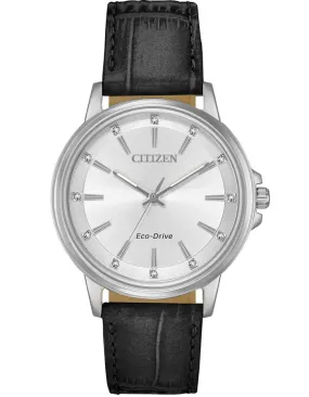 Citizen Eco-Drive Chandler  Womens  - Swarovski - Stainless Steel -Leather Strap