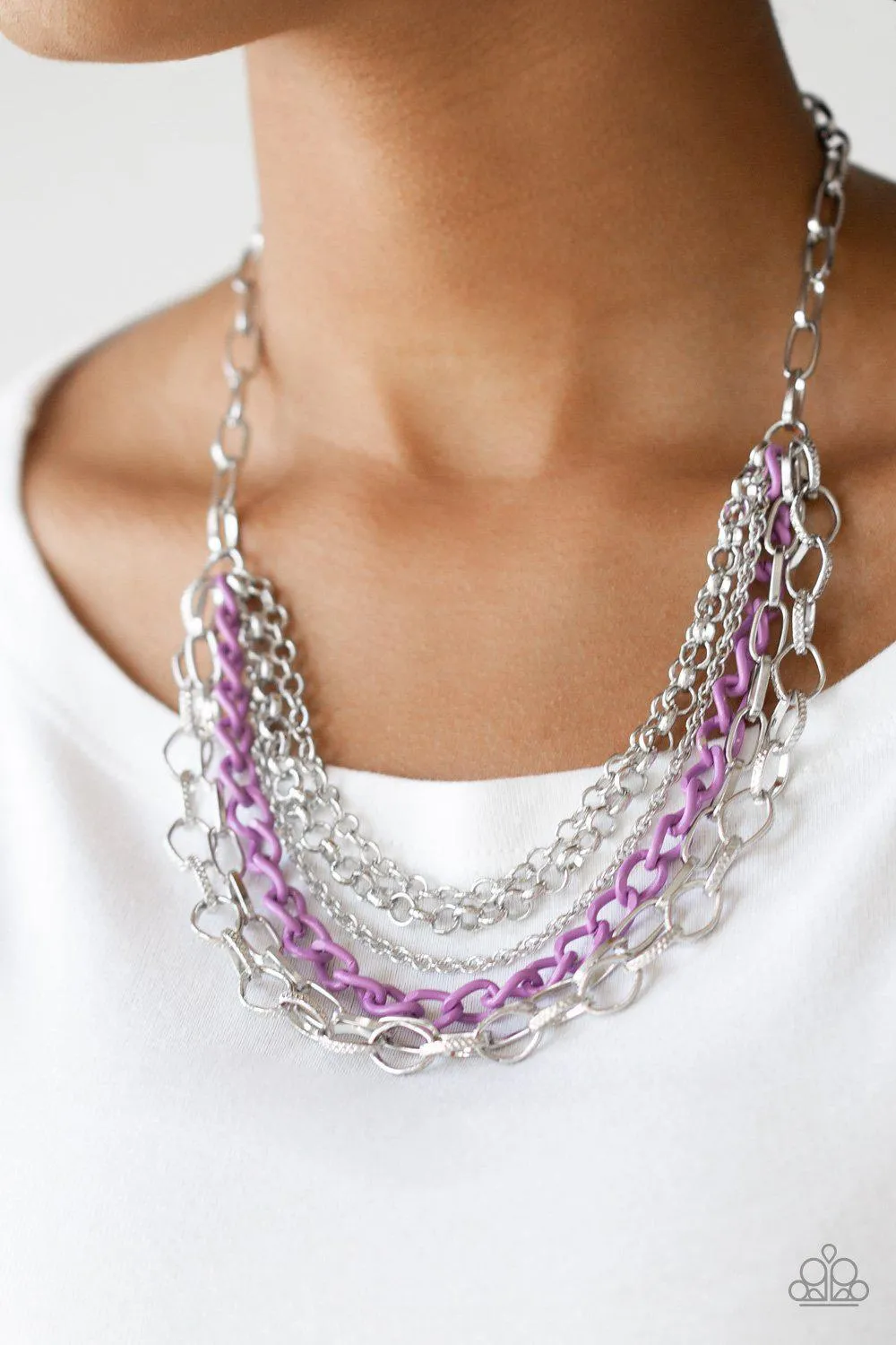 Color Bomb Purple Chain Necklace - Paparazzi Accessories