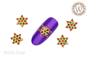 Colorful Crystal Snowflake Nail Metal Charm - 2 pcs (SN11)