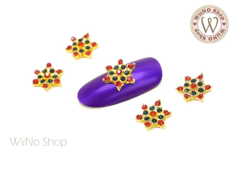 Colorful Crystal Snowflake Nail Metal Charm - 2 pcs (SN11)