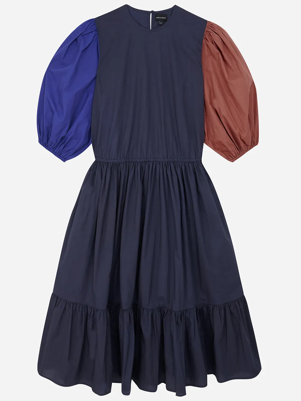 Colour Block Puff Sleeve Dress