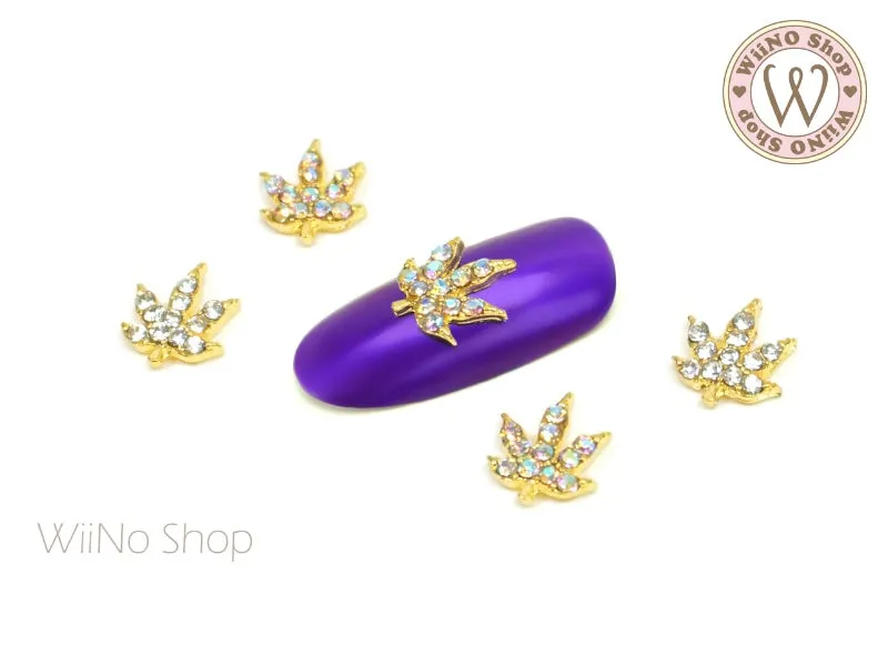 Crystal Leaf Nail Metal Charm - 2 pcs