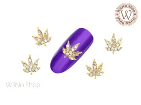 Crystal Leaf Nail Metal Charm - 2 pcs