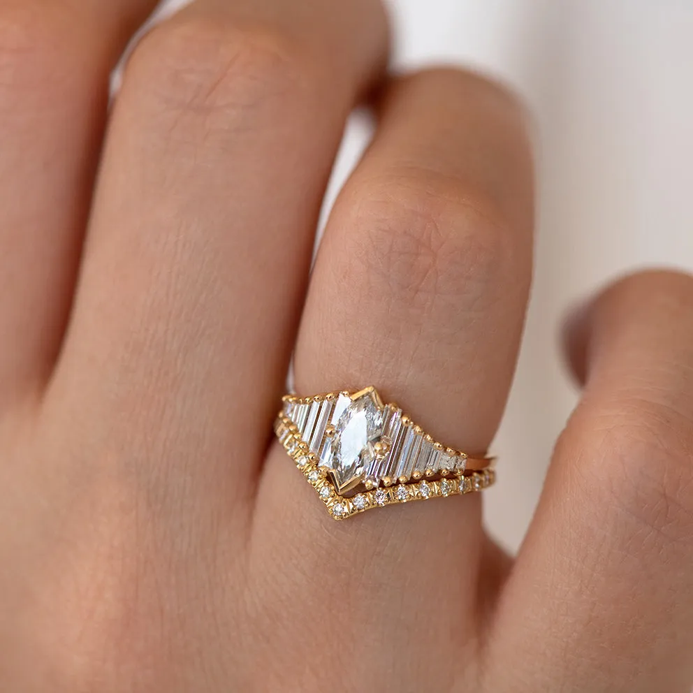 Deco Engagement Ring with Marquise Diamond