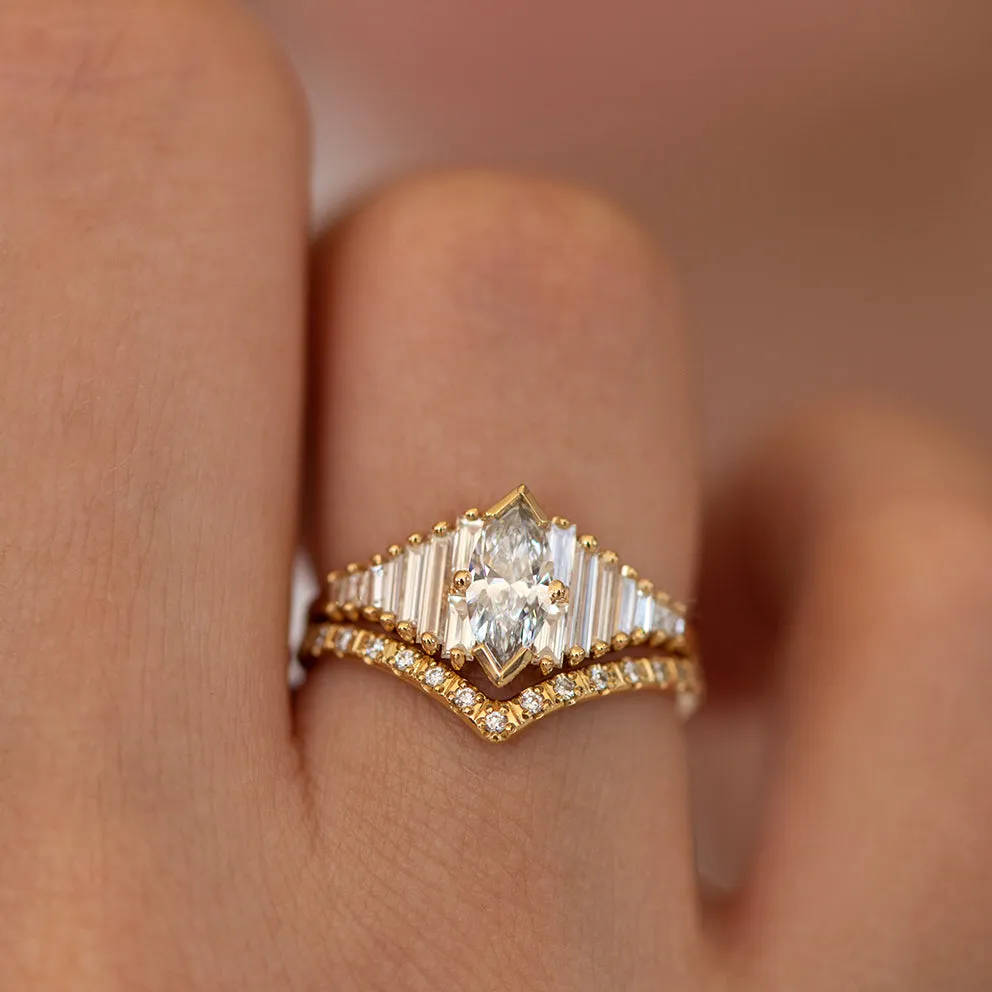 Deco Engagement Ring with Marquise Diamond