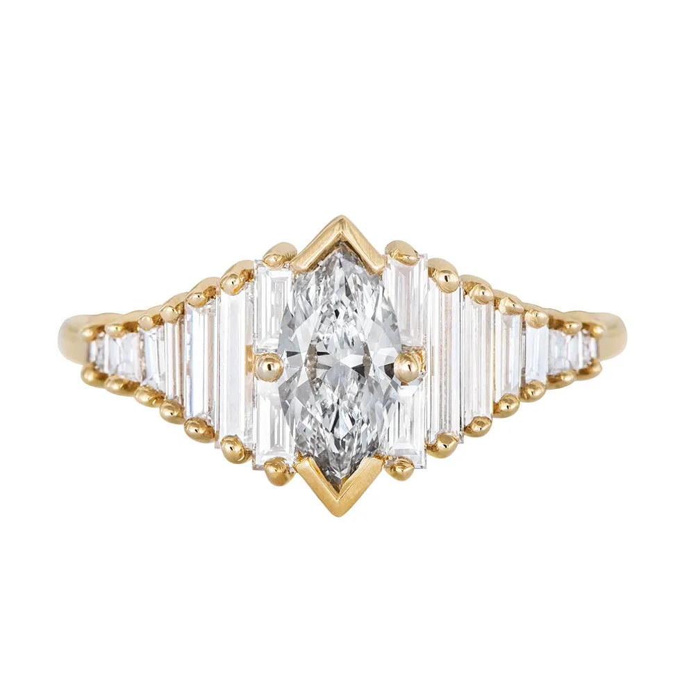 Deco Engagement Ring with Marquise Diamond