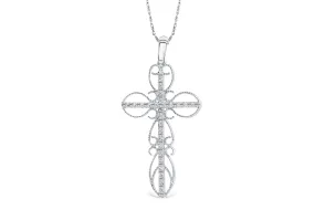 Enclosed Cross Diamond Pendant 0.34 CT TW 14K White Gold DPEN016