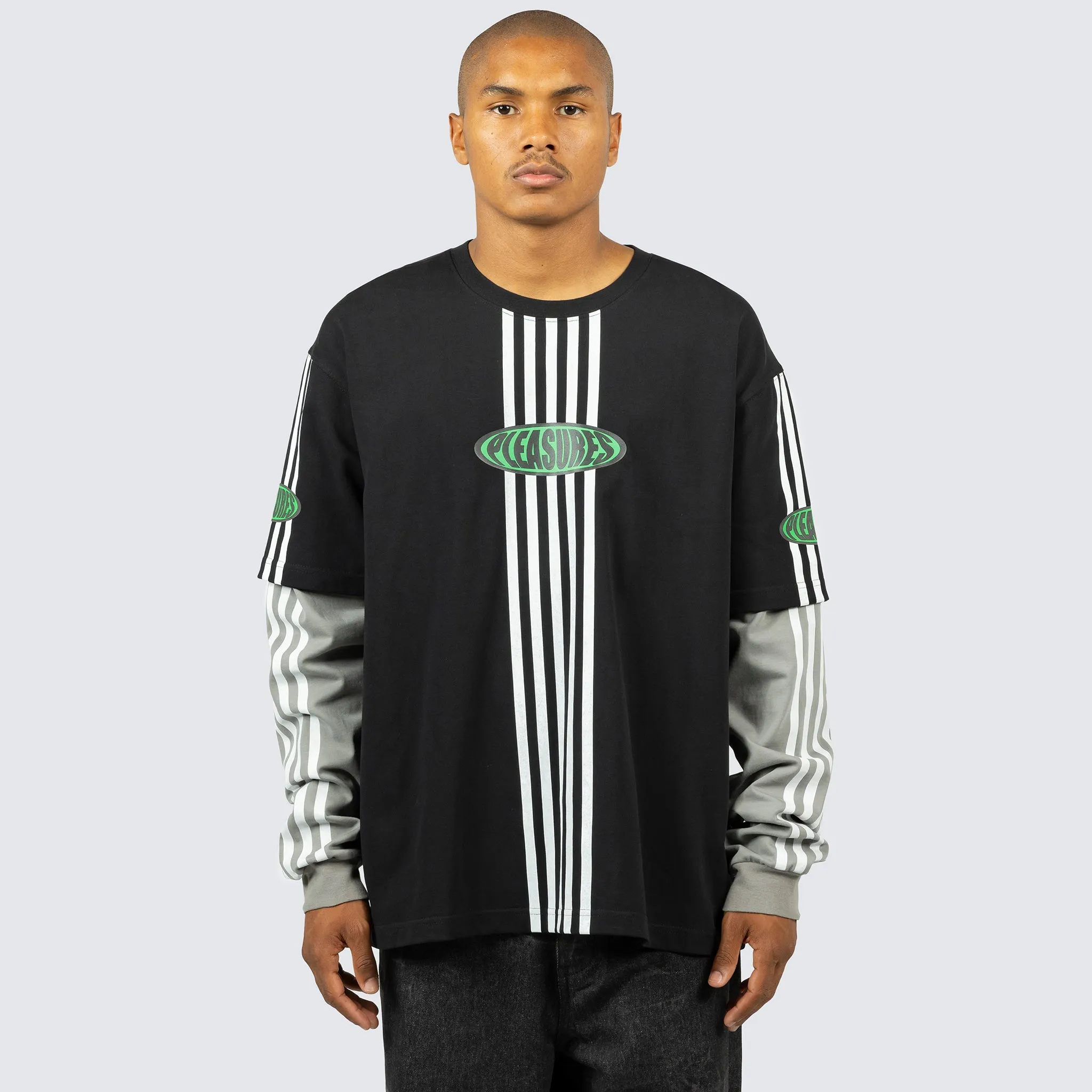 FAUX LAYERED Heavyweight LS Tee (Black)