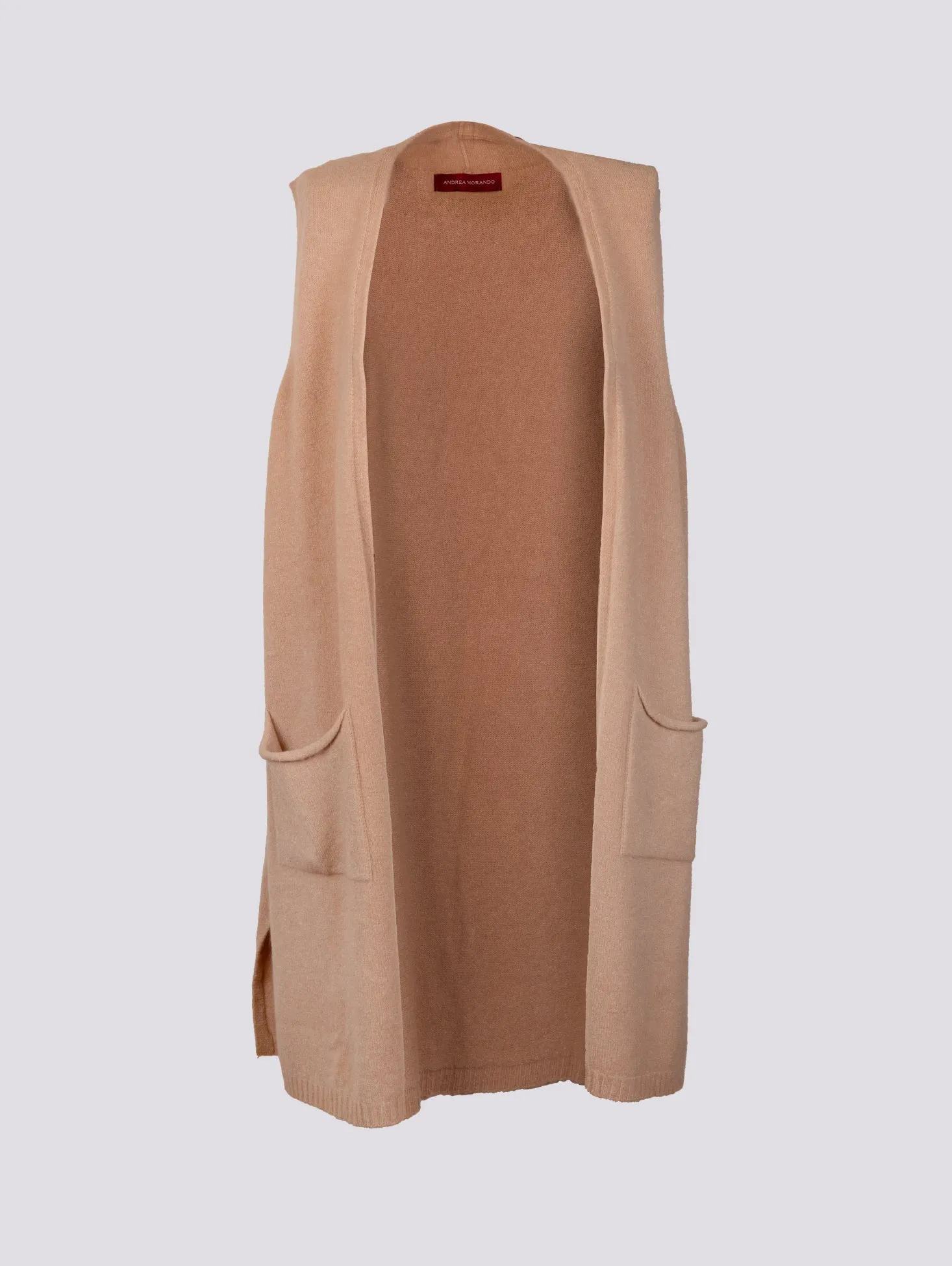 GILET LUNGO IN MAGLIA BEIGE