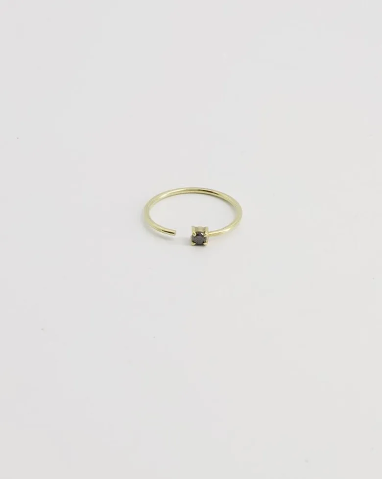 Gold & Gold-Vermeil black diamond ring / ONE SIDE