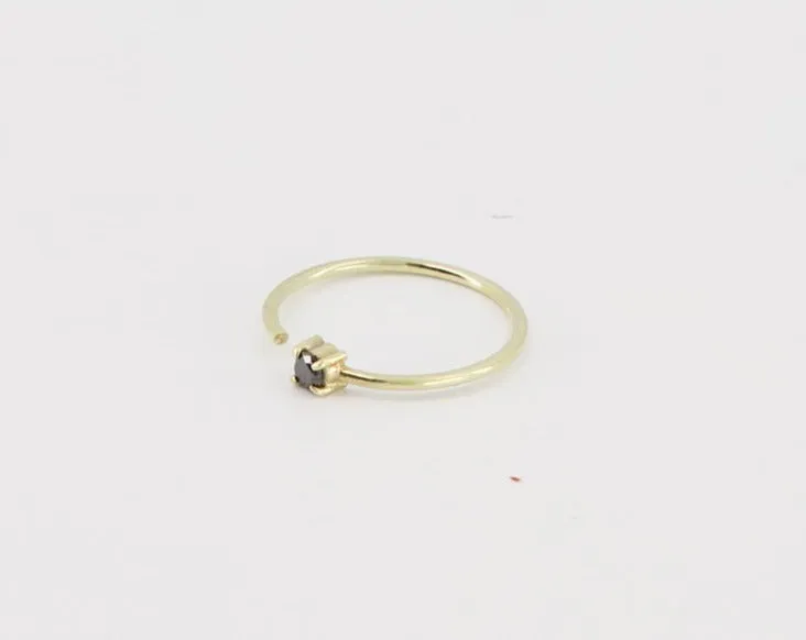 Gold & Gold-Vermeil black diamond ring / ONE SIDE