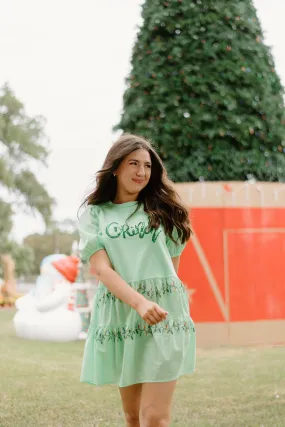 Green Grinch Sequin Babydoll Dress