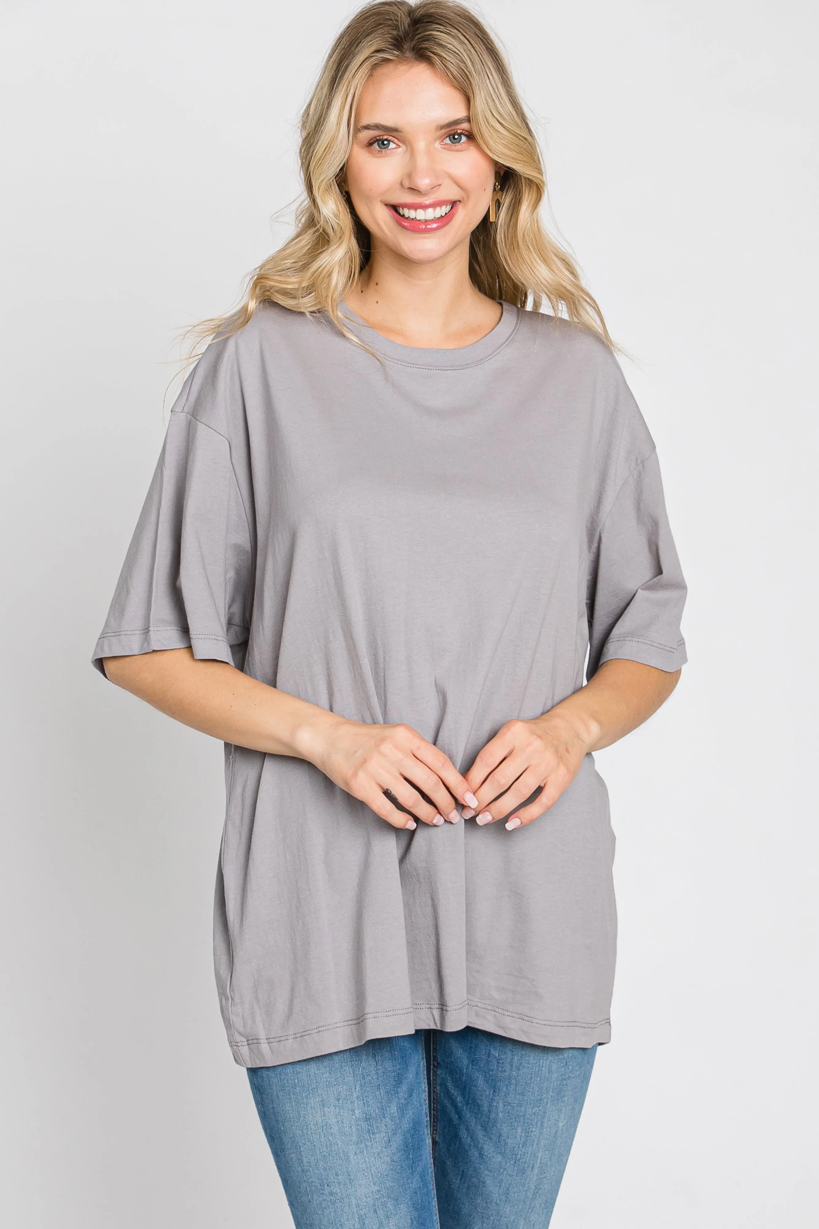 Grey Basic Oversized Tee