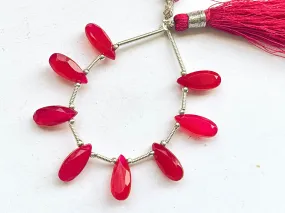 Hot Pink Chalcedony Pear Shape Faceted Briolette beads