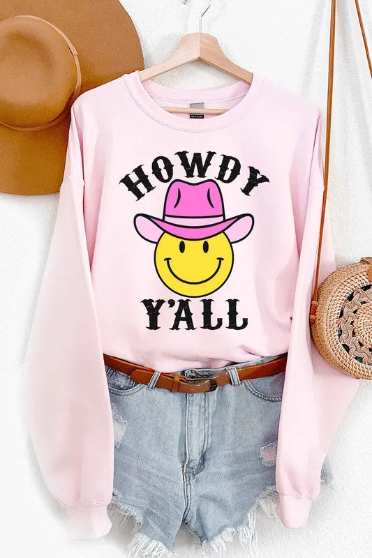 HOWDY YALL SMILEY GRAPHIC SWEATSHIRT