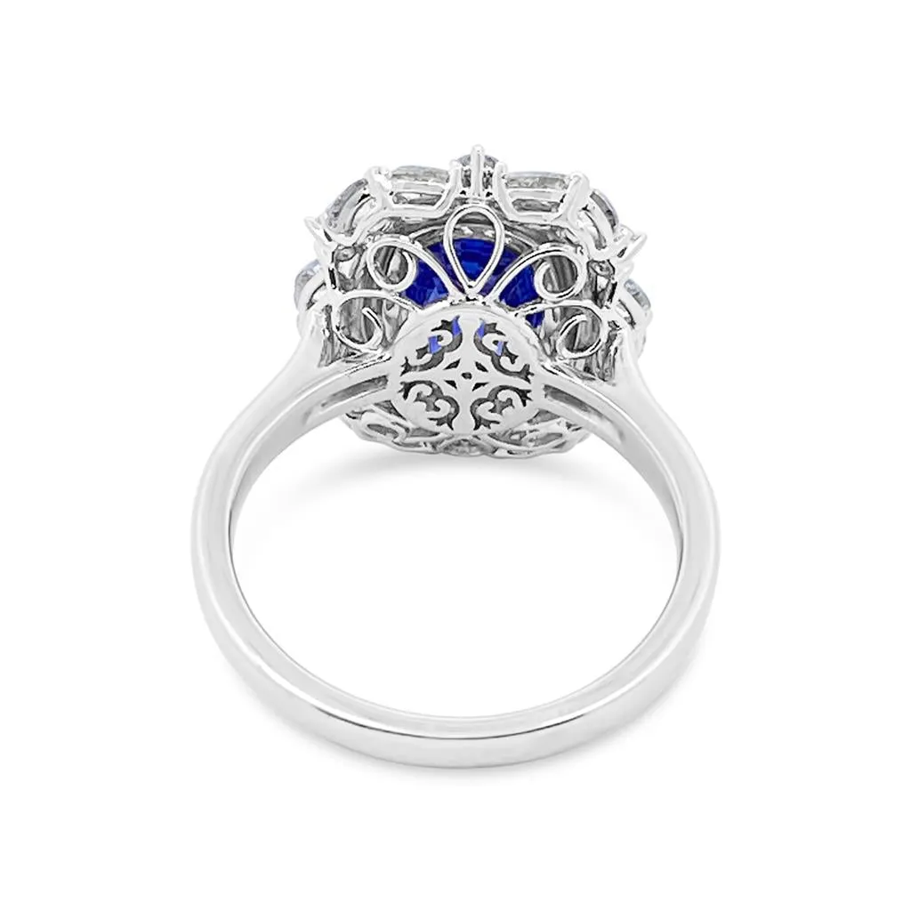 Irisa by Martin Binder Platinum Blue Sapphire & Diamond Statement Ring