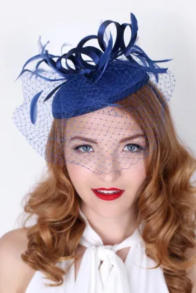 Juliet Felt Fascinator - Navy Blue