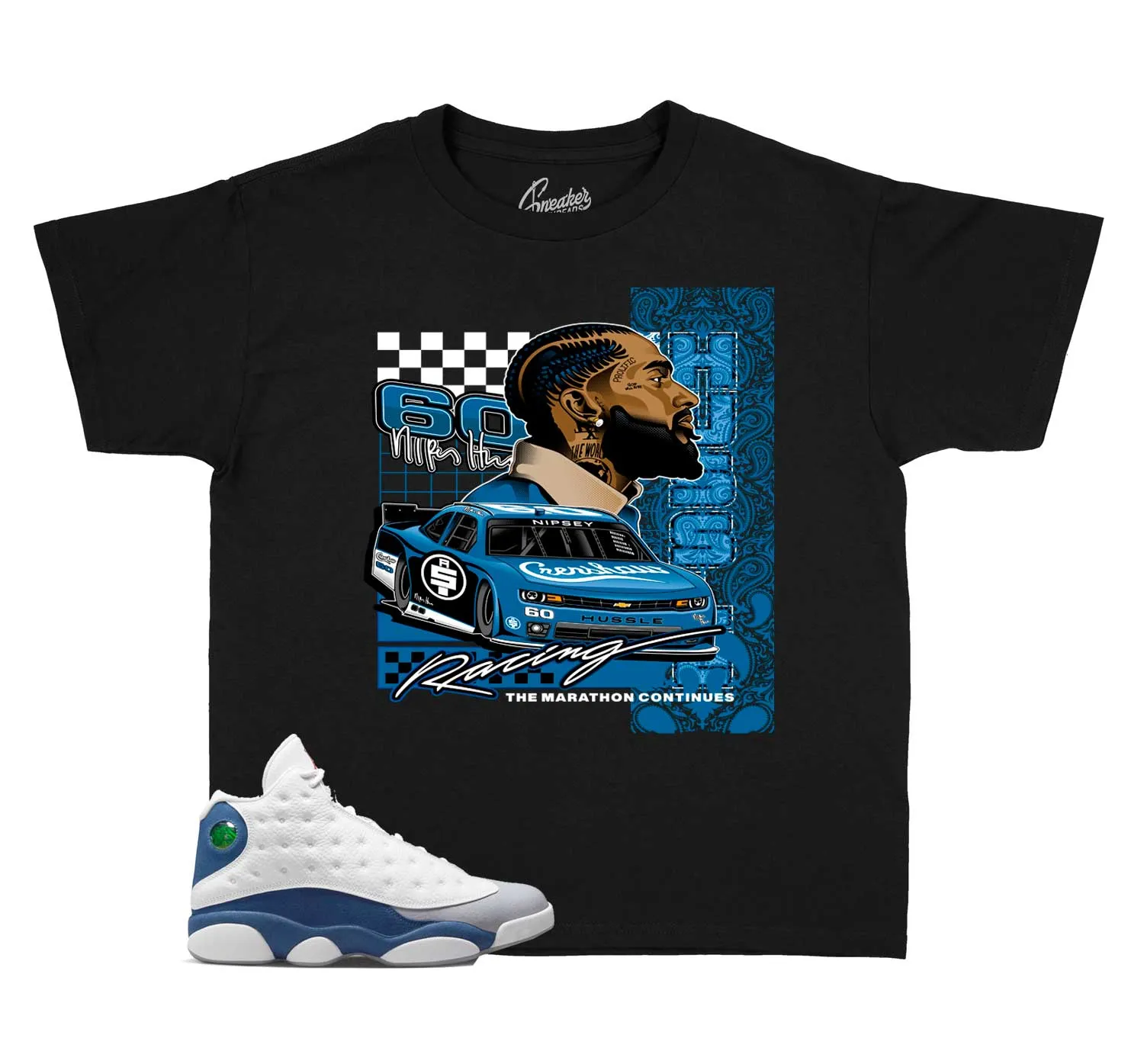 Kids French Blue 13 Shirt - Crenshaw Racing - Black