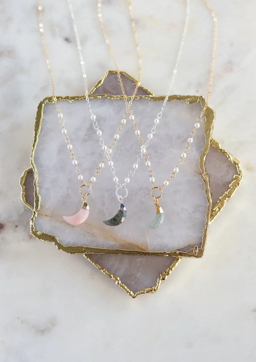 Luna Pink Opal Gold Necklace