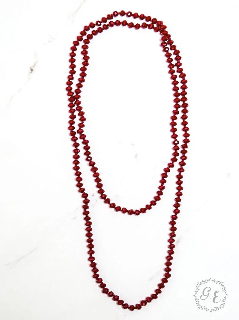 *Maroon Crystal Strand 60" Layering Necklace