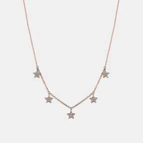 Multiple Dangling Diamond Star Necklace